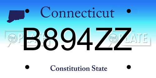 B894ZZ Connecticut License Plate