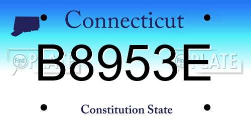 B8953E Connecticut License Plate