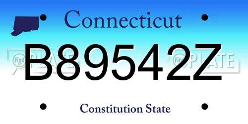 B89542Z Connecticut License Plate