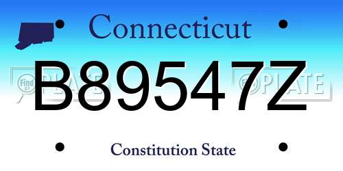 B89547Z Connecticut License Plate