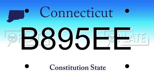B895EE Connecticut License Plate