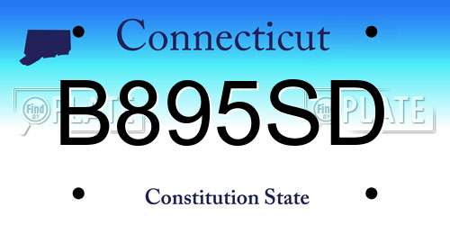 B895SD Connecticut License Plate