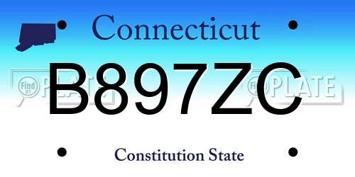 B897ZC Connecticut License Plate