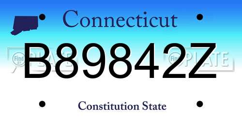 B89842Z Connecticut License Plate