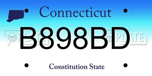 B898BD Connecticut License Plate