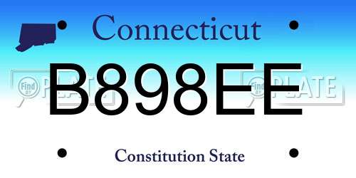 B898EE Connecticut License Plate