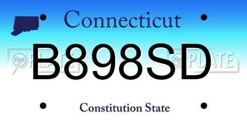 B898SD Connecticut License Plate