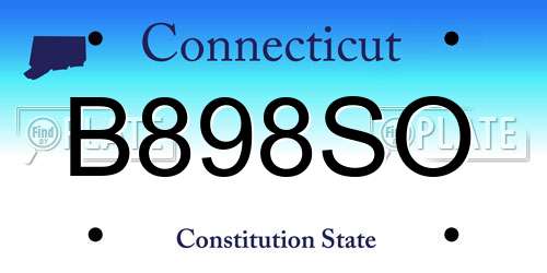 B898SO Connecticut License Plate