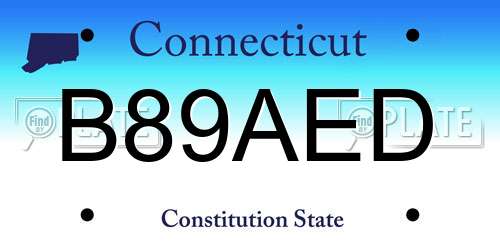 B89AED Connecticut License Plate