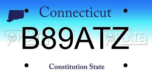 B89ATZ Connecticut License Plate
