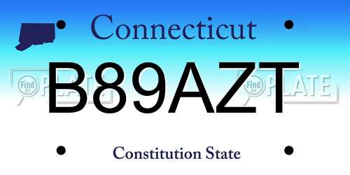B89AZT Connecticut License Plate