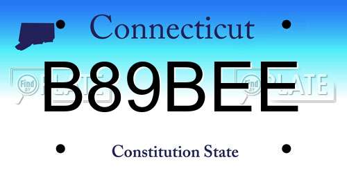 B89BEE Connecticut License Plate