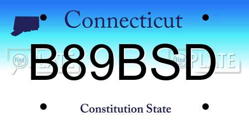 B89BSD Connecticut License Plate