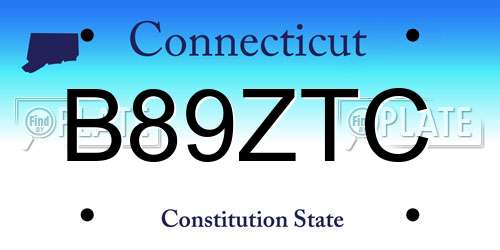 B89ZTC Connecticut License Plate