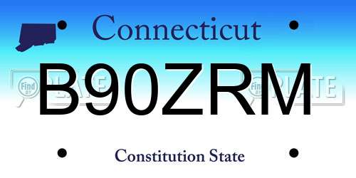 B90ZRM Connecticut License Plate