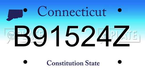 B91524Z Connecticut License Plate