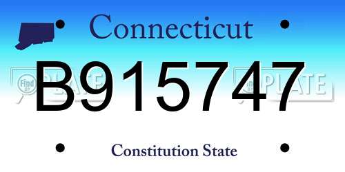 B915747 Connecticut License Plate
