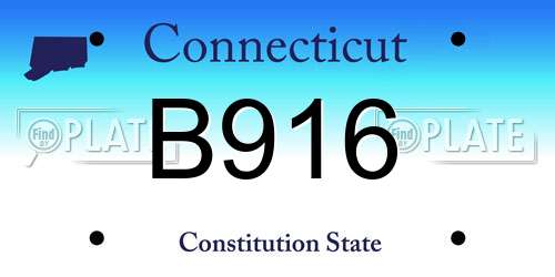 B916 Connecticut License Plate