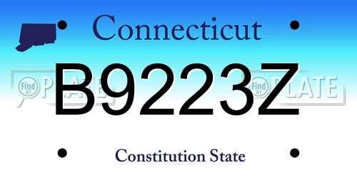 B9223Z Connecticut License Plate