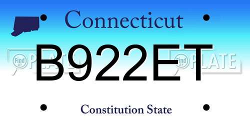 B922ET Connecticut License Plate