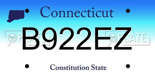 B922EZ Connecticut License Plate