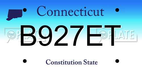 B927ET Connecticut License Plate