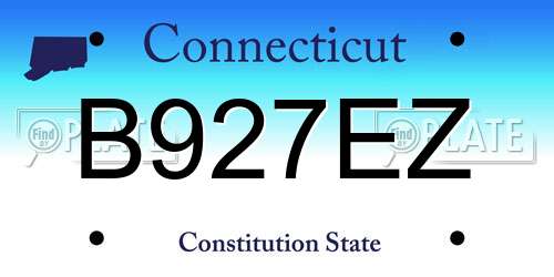B927EZ Connecticut License Plate