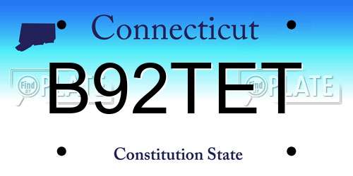 B92TET Connecticut License Plate
