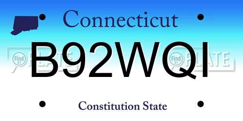 B92WQI Connecticut License Plate