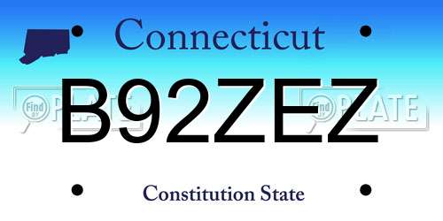 B92ZEZ Connecticut License Plate