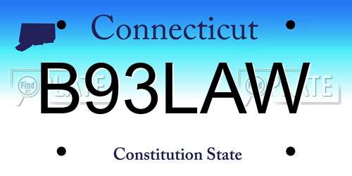 B93LAW Connecticut License Plate