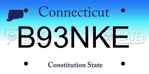 B93NKE Connecticut License Plate