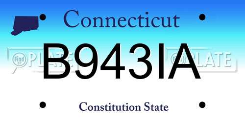 B943IA Connecticut License Plate