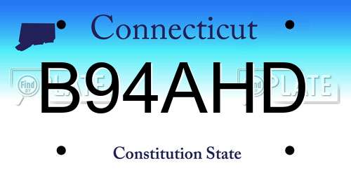B94AHD Connecticut License Plate