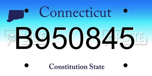 B950845 Connecticut License Plate