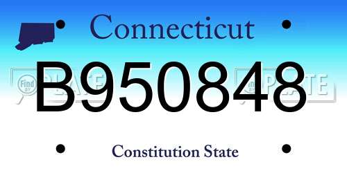 B950848 Connecticut License Plate