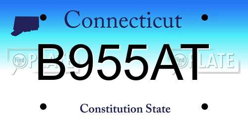 B955AT Connecticut License Plate