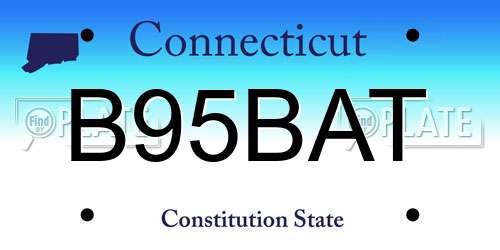 B95BAT Connecticut License Plate