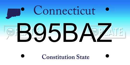 B95BAZ Connecticut License Plate