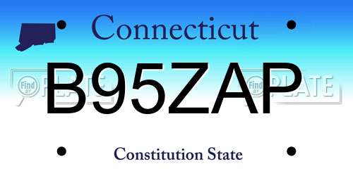 B95ZAP Connecticut License Plate