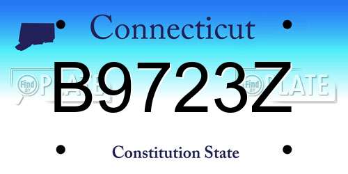 B9723Z Connecticut License Plate