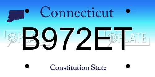 B972ET Connecticut License Plate