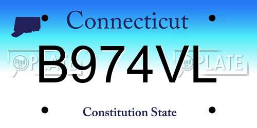 B974VL Connecticut License Plate