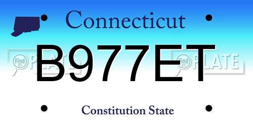 B977ET Connecticut License Plate