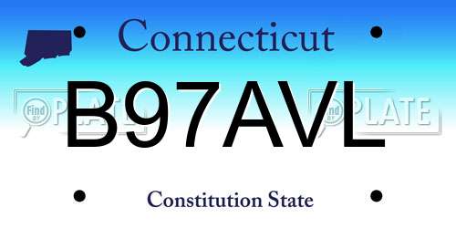 B97AVL Connecticut License Plate