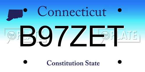 B97ZET Connecticut License Plate