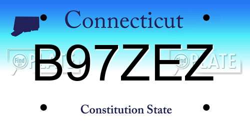 B97ZEZ Connecticut License Plate