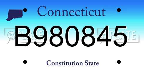 B980845 Connecticut License Plate