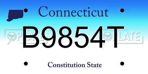 B9854T Connecticut License Plate