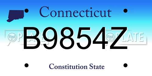B9854Z Connecticut License Plate